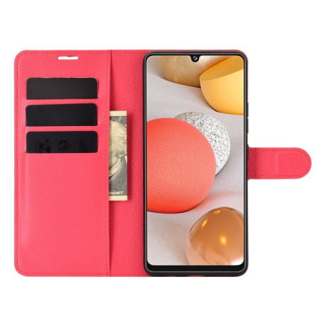 Чохол-книжка Litchi Texture на Samsung Galaxy A42 - червоний