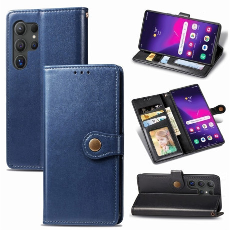 Чехол-книжка Retro Solid Color на Samsung Galaxy S25+ 5G - синий