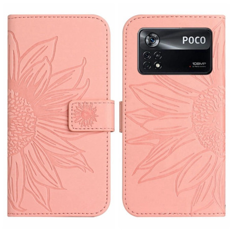 Чохол-книжка Skin Feel Sun Flower для Xiaomi Poco X4 Pro 5G - рожевий