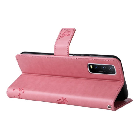 Чехол-книжка Cat Embossing Pattern на Vivo Y11s/Y12A/Y12s/Y20/Y20A/Y20s/Y20G/Y20SG - розовый