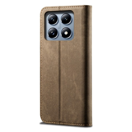 Чехол книжка Denim Texture Casual Style на Xiaomi 14T Pro - хаки