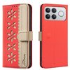 Чехол-книжка Splicing Color Hollow Flower Pattern RFID на Xiaomi Redmi K90 Pro Max/Poco F8 Ultra — красный