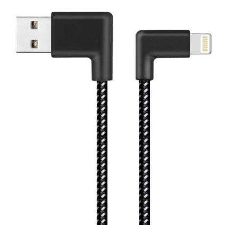 Кабель-адаптер 20cm 2A USB to 8 Pin Nylon Weave Style Double Elbow Data Sync Charging Cable для iPhone