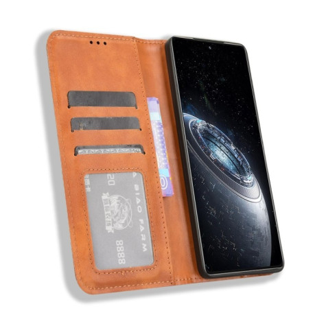 Чехол-книжка Magnetic Buckle Retro Crazy Horse Texture на Infinix GT 20 Pro 5G - коричневый