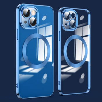 Противоударный чехол Lens MagSafe для iPhone 15 Plus - синий