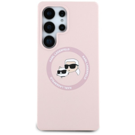 Оригінальний чохол Karl Lagerfeld Silicone Double Heads And Circle MagSafe для Samsung Galaxy S25 Ultra - Pink