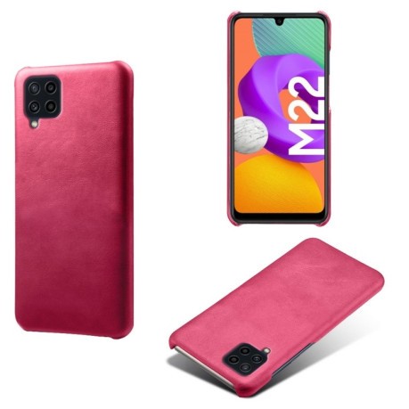 Противоударный чехол Calf Texture для Samsung Galaxy M22 - пурпурно-красный