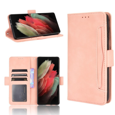 Чохол-книжка Skin Feel Calf Samsung Galaxy S21 Ultra - рожевий