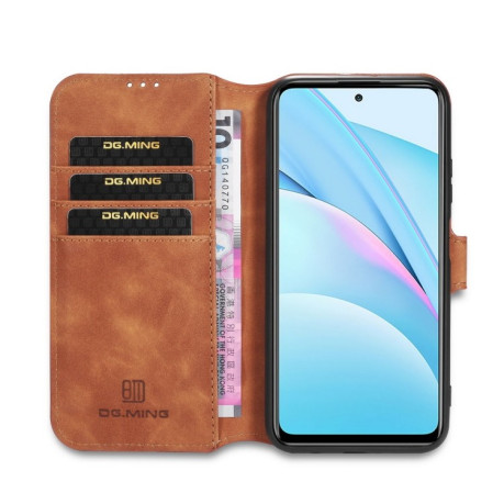 Чехол-книжка DG.MING Retro Oil Side на Xiaomi Mi 10T Lite - коричневый