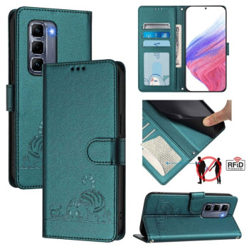 Чехол-книжка Cat Embossing Pattern на Infinix Hot 50 Pro+ 4G - Green