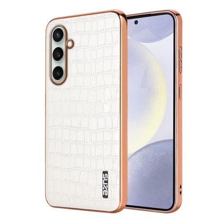 Чехол AZNS Electroplated Frame Crocodile Texture на Samsung Galaxy A36 - белый