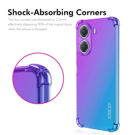 Чохол протиударний ENKAY Clear для Xiaomi Poco X7 Pro - рожево-синій