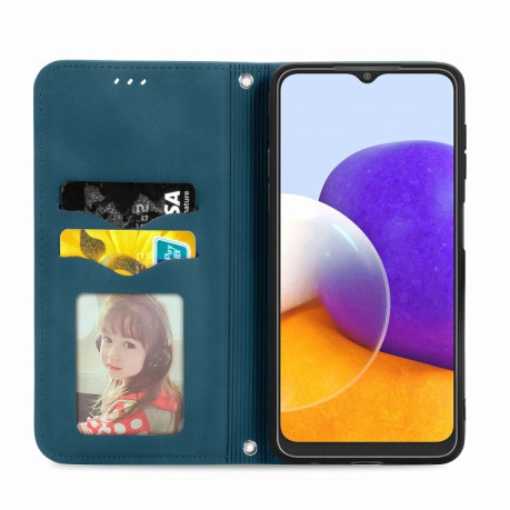 Чехол-книжка Retro Skin Feel Business Magnetic на Samsung Galaxy M32/A22 4G - синий