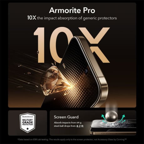 Защитное стекло ESR UltraFit Armorite Pro Tempered Glass на iPhone 17 Pro - Clear