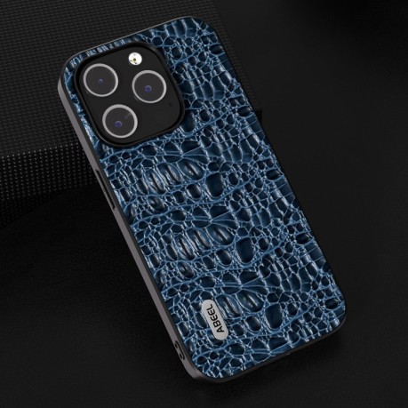 Чехол ABEEL Genuine Leather Canopy Black Edge Phone Case для iPhone 15 - синий