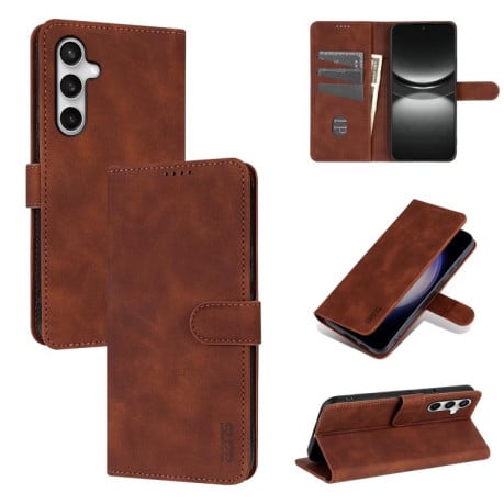 Чохол-книжка AZNS м'яке покриття Skin Feel фактура &quot;calf&quot; на Samsung Galaxy S25 FE 5G - коричневий
