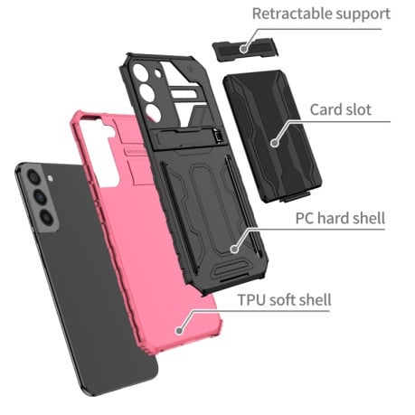 Противоударный чехол Armor Card для Samsung Galaxy S23 5G - розовый