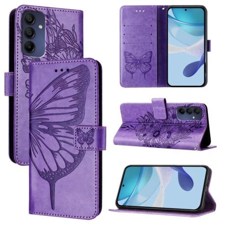 Чохол-книжка Embossed Butterfly для Samsung Galaxy A16 5G - фіолетовий