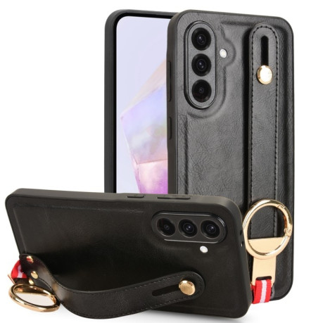 Противоударный чехол Wristband Leather Back для Samsung Galaxy A36 5G - черный