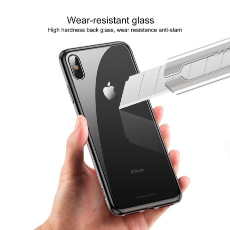 Стеклянный чехол Baseus See-Through для iPhone XS Max - черный