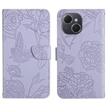 Чехол-книжка Skin Feel Butterfly Embossed на Tecno Spark 40C — фиолетовый