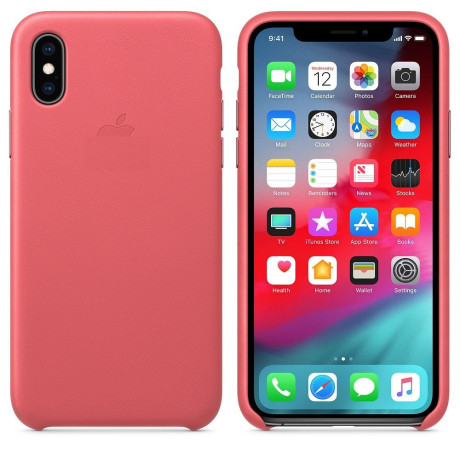 Шкіряний Чохол Leather Case Peony Pink для iPhone X/Xs