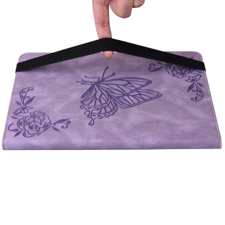 Чехол-книжка Butterfly Flower Embossed Leather для Xiaomi Pad 6 / Pad 6 Pro - фиолетовый