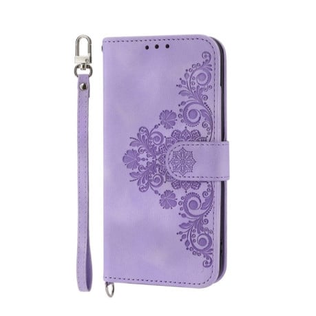 Чохол-книжка Skin-feel Flowers Embossed для Xiaomi Redmi Note 13 Pro+ - фіолетовий
