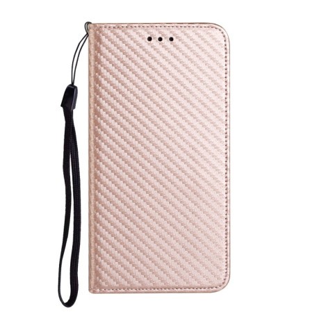 Чохол-книжка Magnetic Flip Carbon Fiber Texture для iPhone 16 Pro Max - рожеве золото