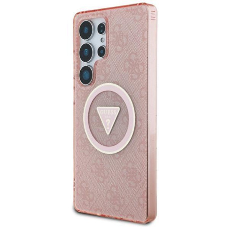 Оригінальний чохол Guess 4G Glitter Triangle Buttons для Samsung Galaxy S25 Ultra - pink