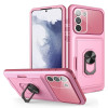 Противоударный чехол Card Ring Holder для Samsung Galaxy S23+Plus 5G - розовый