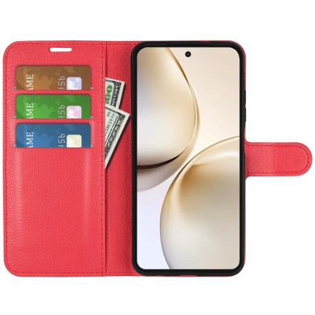 Чохол-книжка Litchi Texture Horizontal Flip Leather на Realme 14 Pro+ - червоний