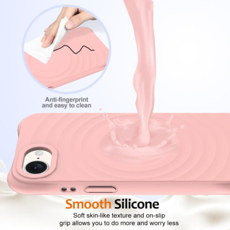 Чохол протиударний Wave Texture MagSafe Magnetic Liquid Silicone для iPhone 16e - рожевий
