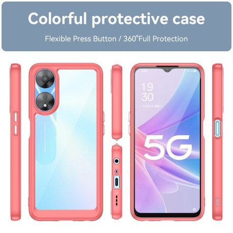 Протиударний чохол Colorful Acrylic Series із кольоровою силіконовою боковиною на OPPO A58 - червоний