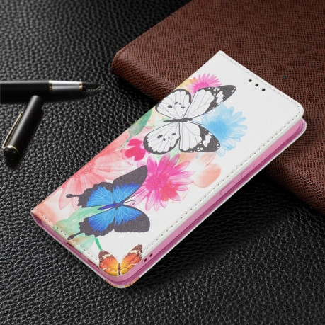 Чехол-книжка Colored Drawing Series на Samsung Galaxy S22 Plus 5G - Two Butterflies