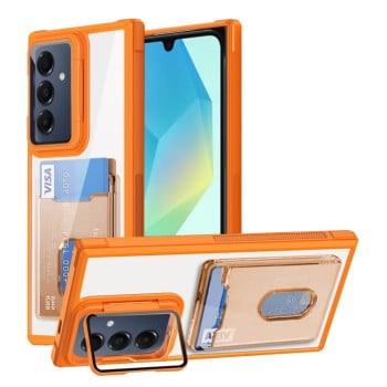 Противоударный чехол Card Bag Holder Acrylic Hybrid для Samsung Galaxy A16 5G - оранжевый