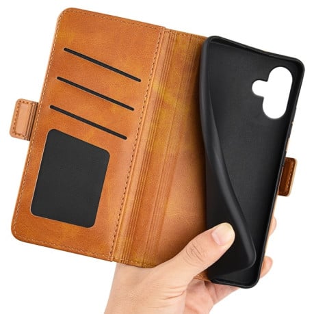 Чехол-книжка Dual-side Magnetic Buckle для iPhone 16 - желтый