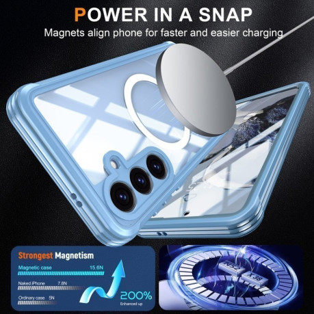 Протиударний скляний чохол Tempered Glass MagSafe  для Samsung Galaxy S25+ 5G - блакитний