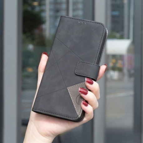 Чохол-книжка з фактурою Rhombus та магнітним хлястиком на Xiaomi Poco F7 5G - чорний