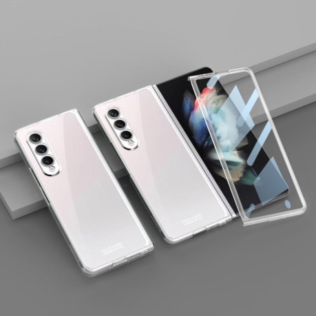 Противоударный чехол GKK Integrated Electroplating + Glass для Samsung Galaxy Fold4 - прозрачный