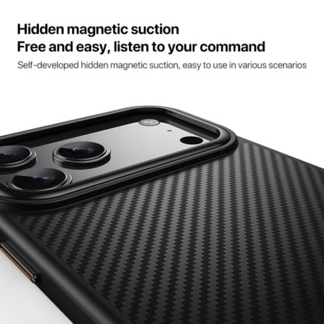 Противоударный чехол Kevlar Fiber с MagSafe на iPhone 17 Pro Max - черный