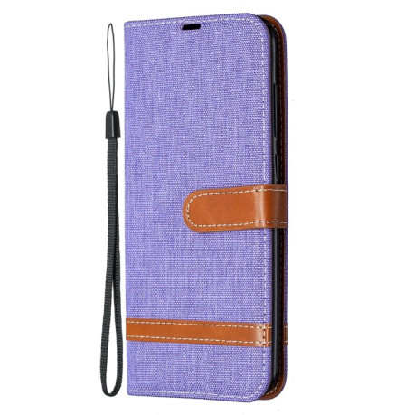Чехол-книжка Color Matching Denim Texture на Xiaomi Redmi Note 9 - фиолетовый