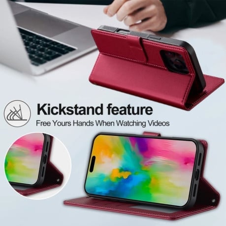 Чохол-книжка LCIMEEKE L2 Series Detachable Magsafe для iPhone 16 Pro - червоний