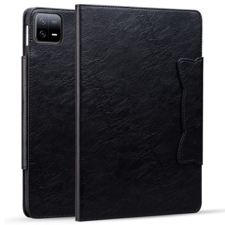 Чехол-книжка Cat Buckle Leather на Xiaomi Pad 7 / 7 Pro - черный
