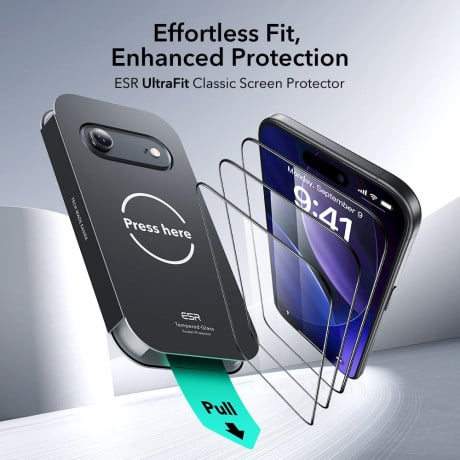 Комплект защитного стекла ESR UltraFit Tempered Glass 2-pack на iPhone Air - transparent
