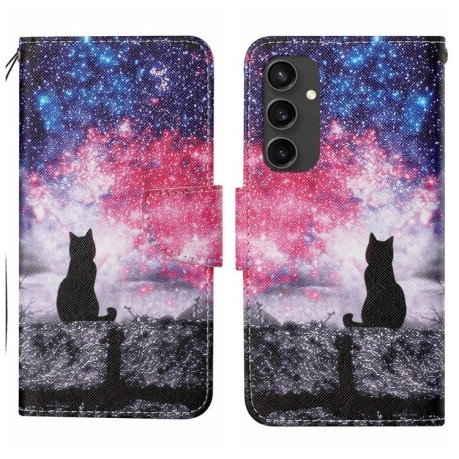 Чохол-книжка Colored Drawing Pattern для Samsung Galaxy S24 FE 5G - Cat
