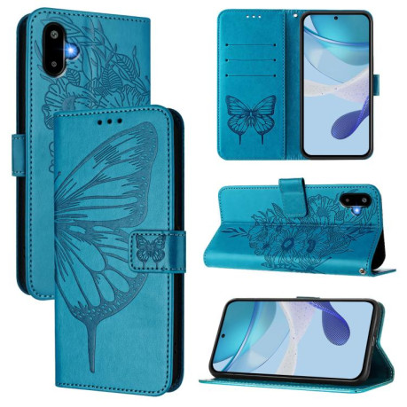 Чехол-книжка Embossed Butterfly для Samsung Galaxy M06 5G - синий