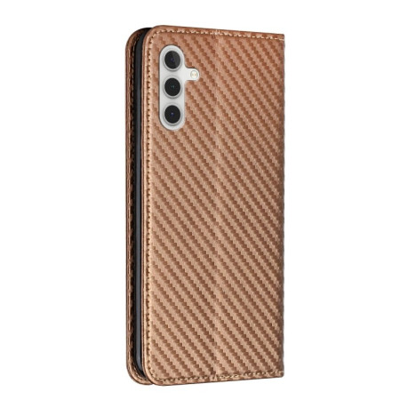 Чехол-книжка Carbon Fiber Texture Magnetic Flip Leather для Samsung Galaxy S25+ 5G - коричневый