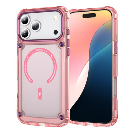 Противоударный чехол Skin Feel TPU + PC MagSafe Magnetic для iPhone 17 Pro - прозрачно-розовый