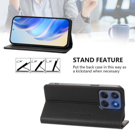 Чехол-книжка RC01 Dual-Folded Magnetic Suction RFID Leather на Motorola Edge 5G 2025 / Edge 60 Fusion - черный